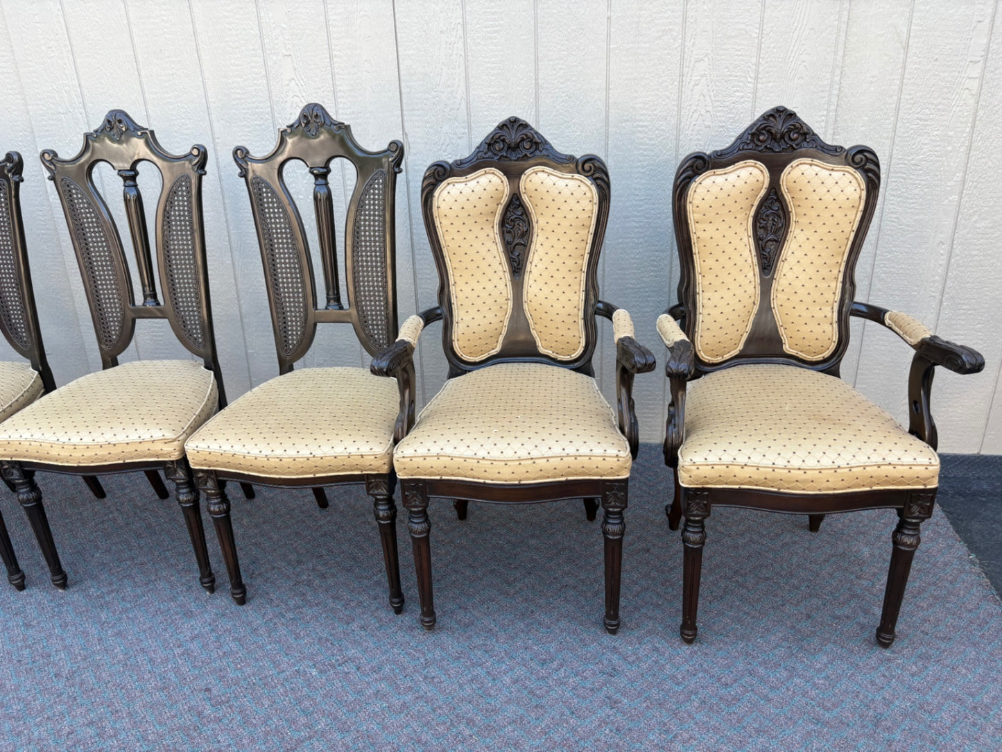 67853 Set of 6 Victorian Revival Dining Chairs with Carved Details