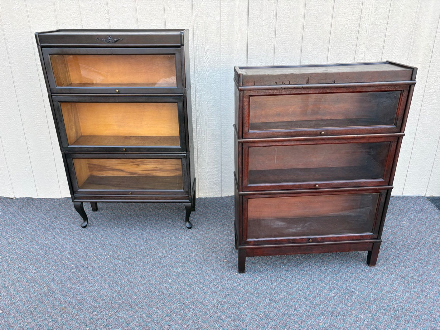 67597 Vintage Mahogany Barrister Bookcase with Glass Fronts