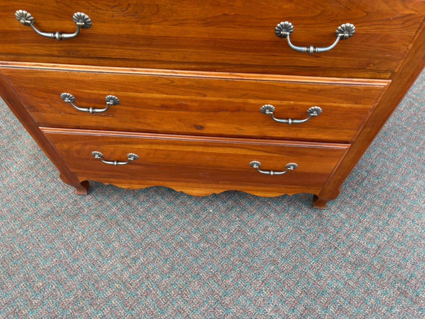 67581 Ethan Allen Cherry High Chest Dresser with Elegant Hardware