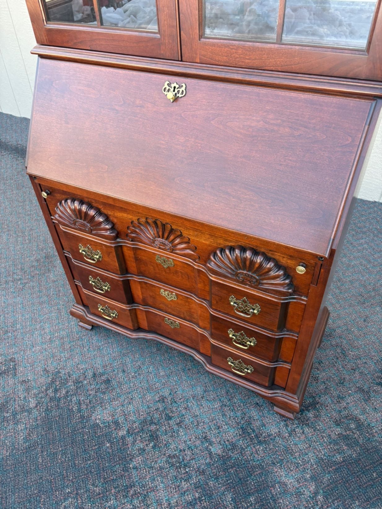 67438   Jasper Mahogany Secretary Desk with Glass Hutch