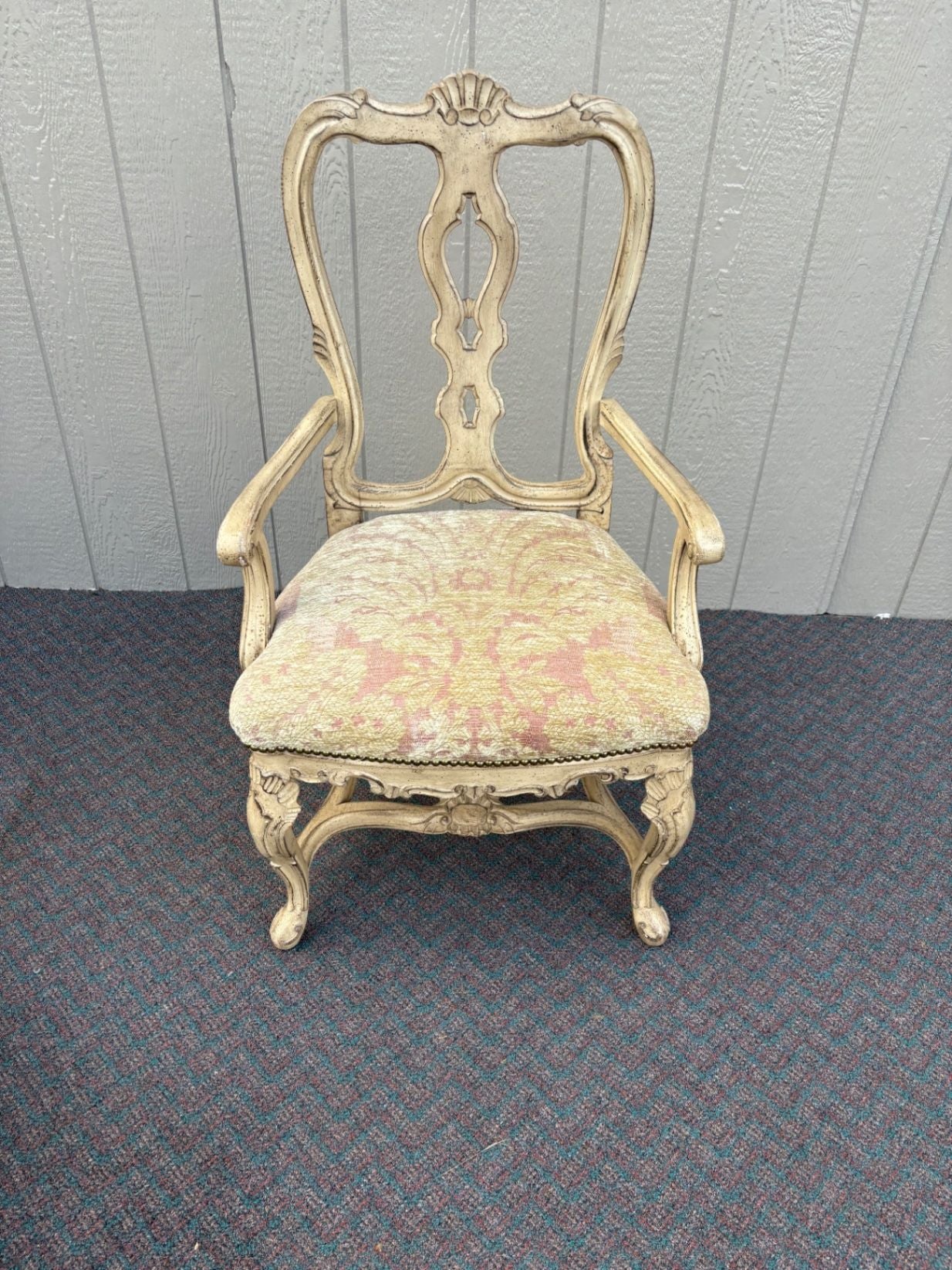 67586 Set of 6 Vintage French Provincial Dining Chairs in Cream Finish