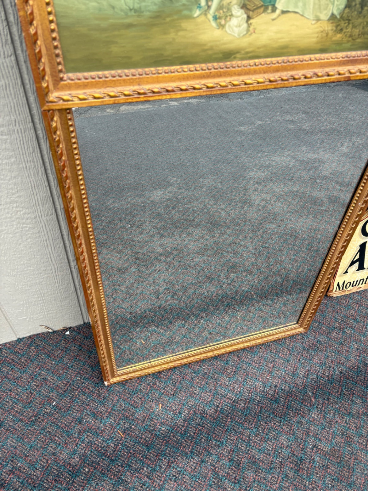67337 Tall French Gilt Mirror with Pastoral Painting