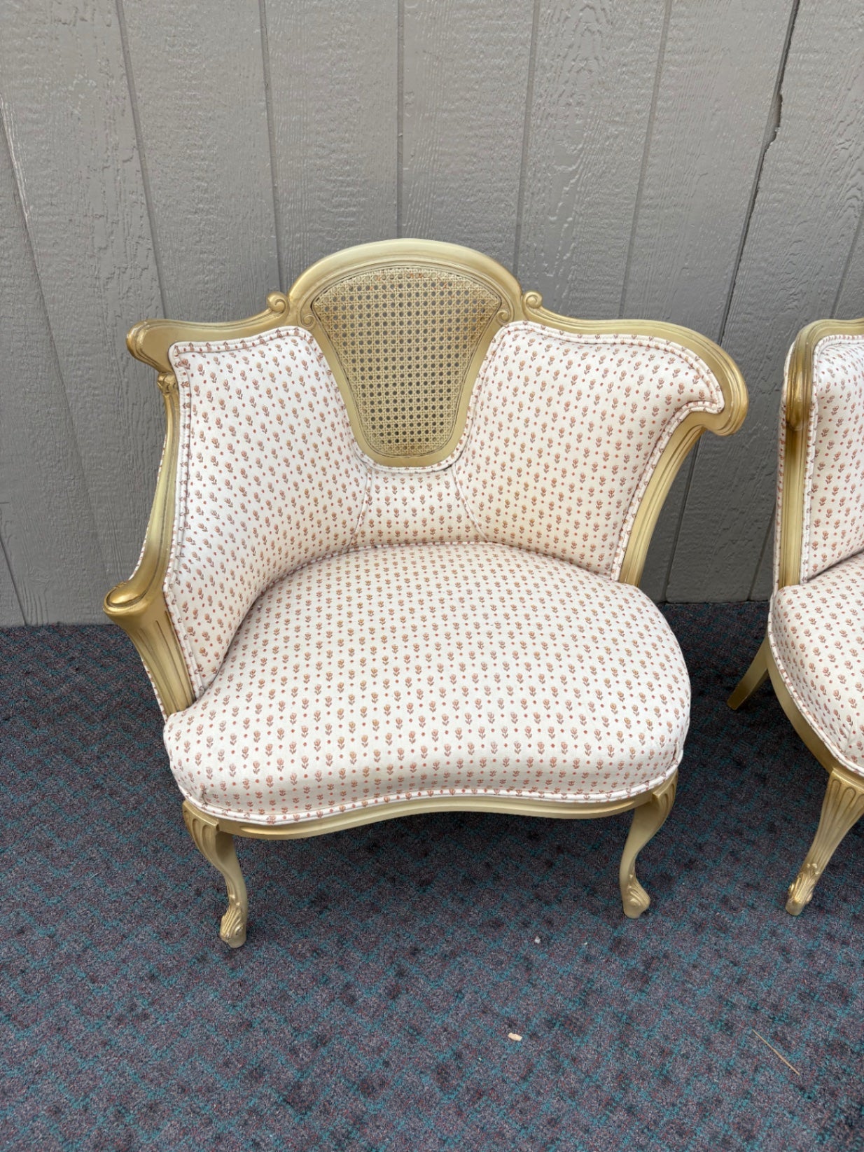 67983  Elegant Pair of Louis XV Style Cane Back Accent Chairs
