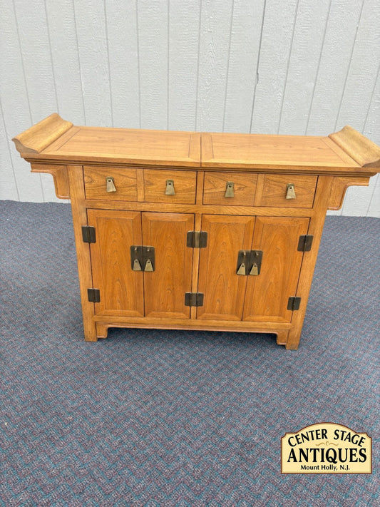 67587  Mid-Century Modern Bar Cart Server in Golden Oak