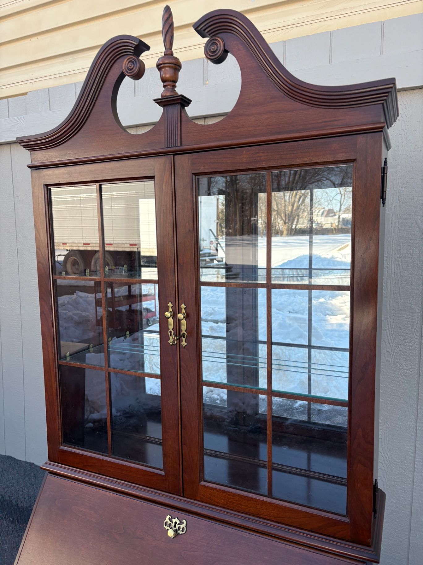 67438   Jasper Mahogany Secretary Desk with Glass Hutch
