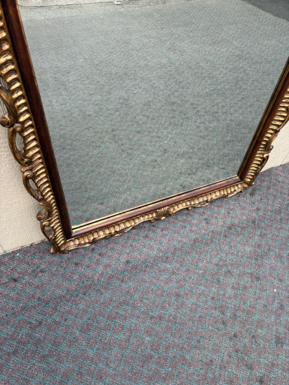 68102 Large Ornate Mahogany Wall Mirror with Gold Accents