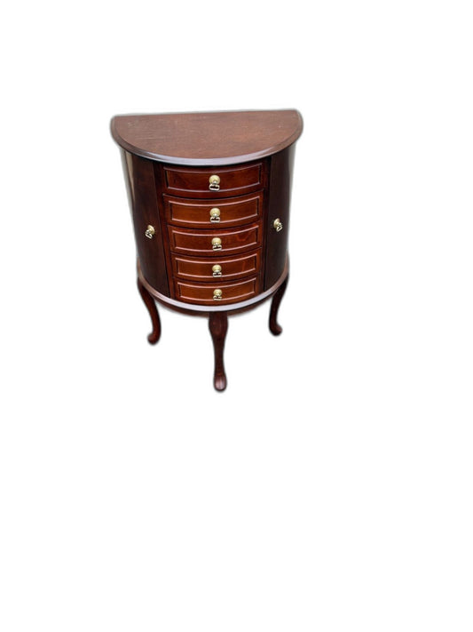 67470  Elegant Mahogany POWELL Furniture Half Round Jewelry Cabinet with Felt Lining