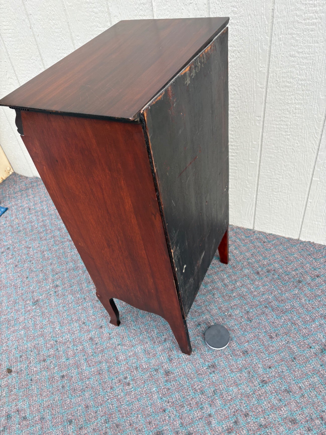 Antique Mahogany Sheet Music Cabinet with Carved Details
