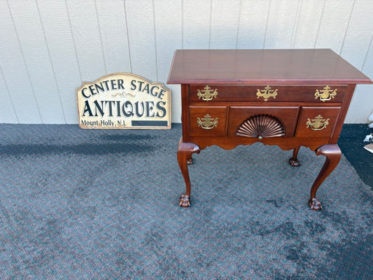 67437 Mahogany Lowboy with Shell Carving and Ball-and-Claw Feet
