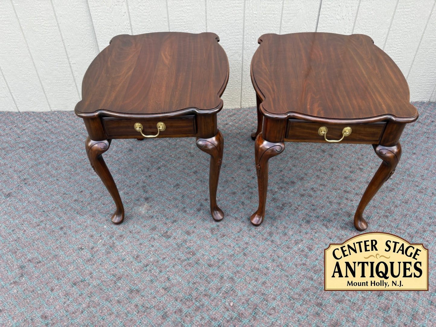 67955 Pair of Harden Queen Anne End Tables in Rich Walnut Finish