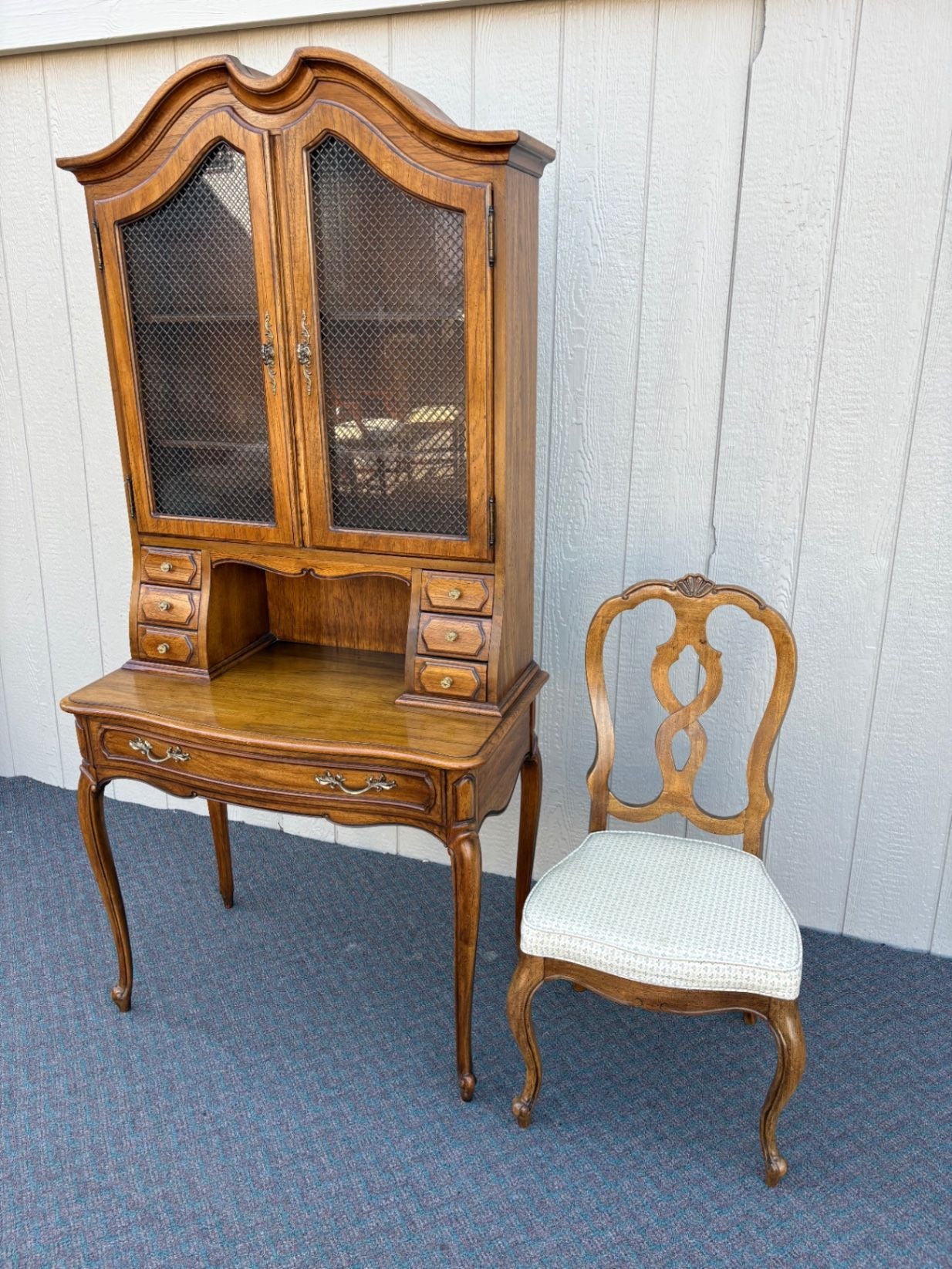 67607 Thomasville French Provincial Secretary Desk with Chair, Oak Finish