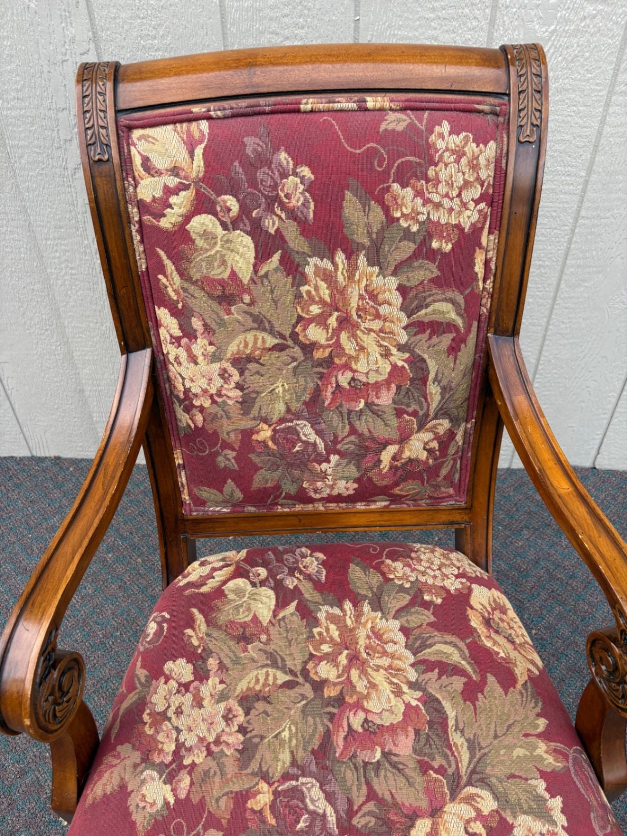 67666 Set of 5 Ethan Allen Dining Chairs with Floral Upholstery