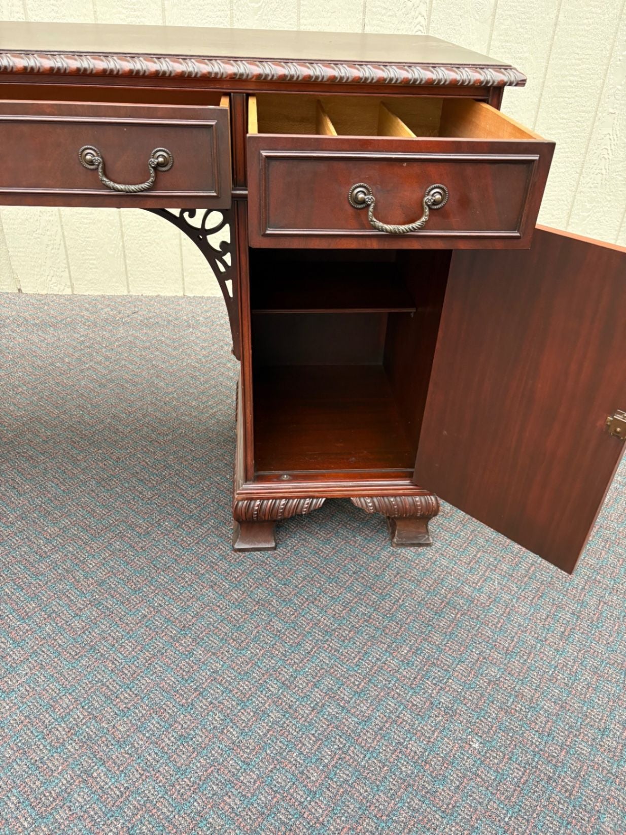 67544  Mahogany Chippendale Style Buffet Sideboard with Carved Details
