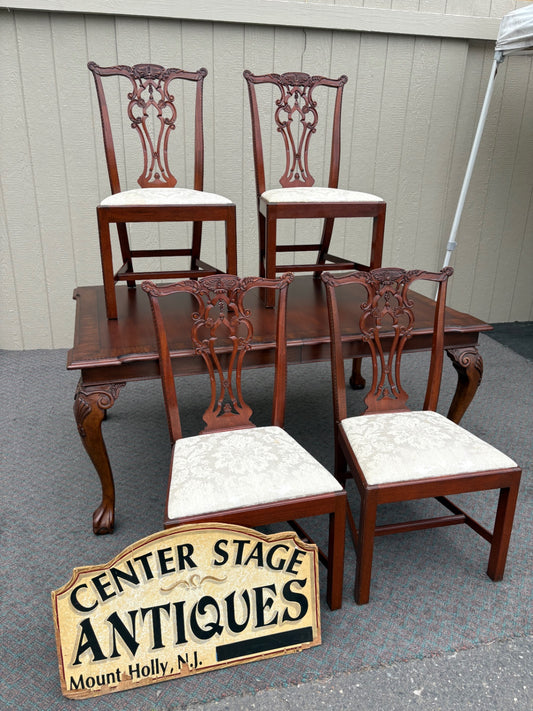 Chippendale Style Mahogany Dining Table with Four Chairs