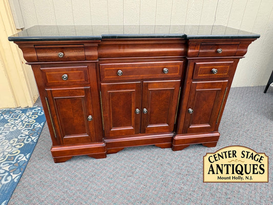 Elegant Universal Marble Top Buffet with Cherry Finish