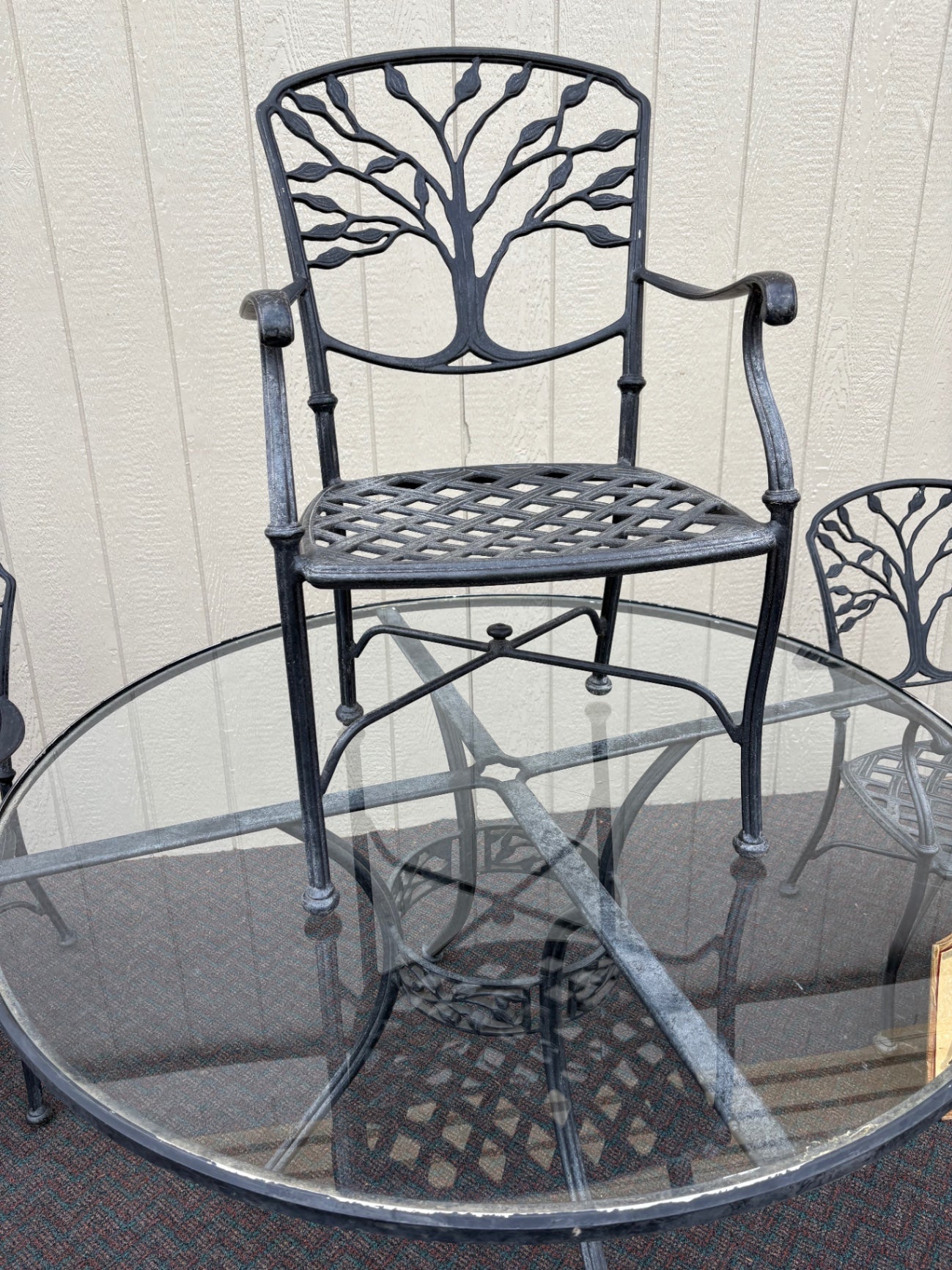 67750 Outdoor Patio Set with Glass Top Table and Four Cast Aluminum Chairs