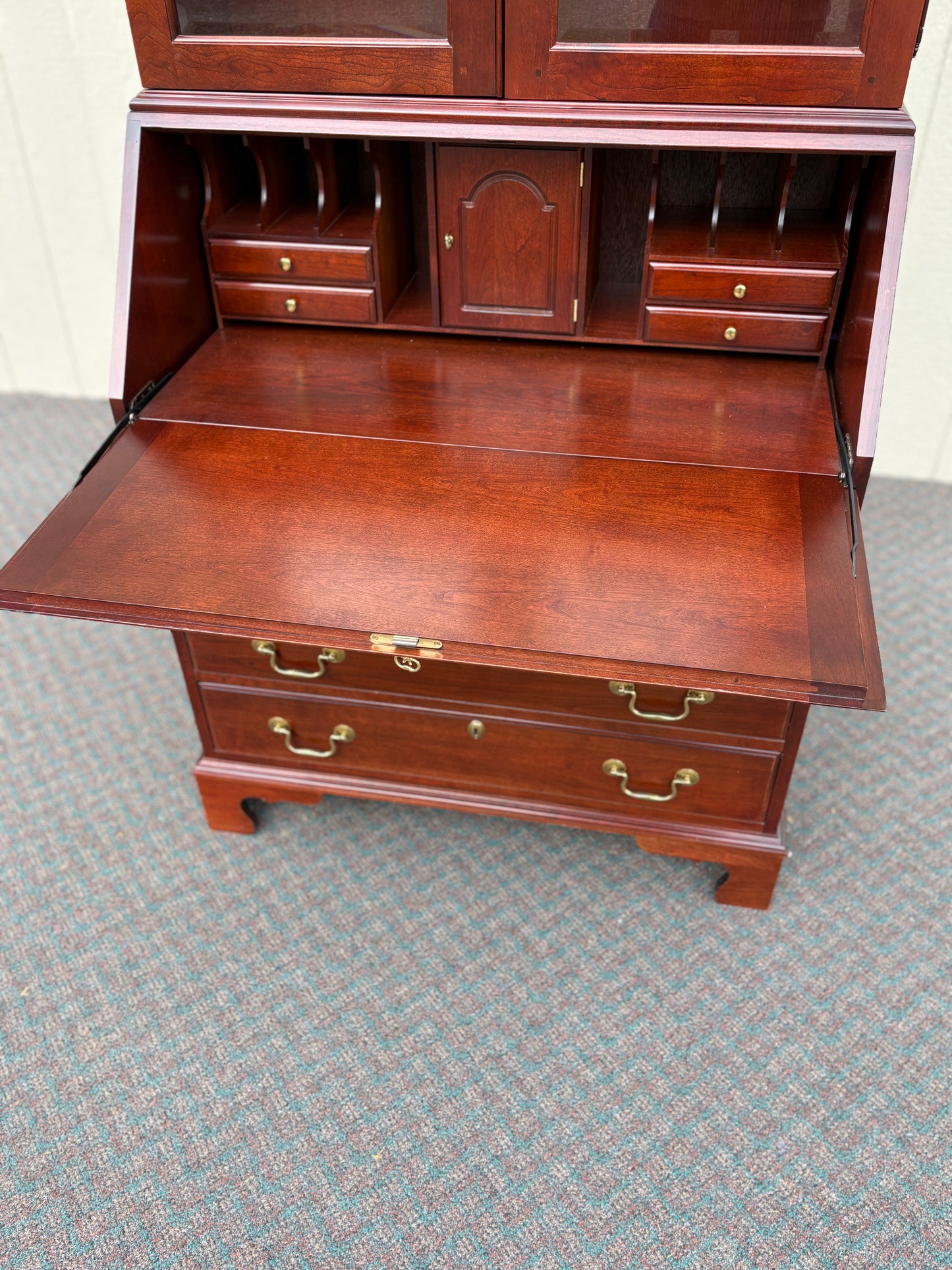 67723 Jasper Secretary Desk with Hutch, Traditional Cherry Wood Finish