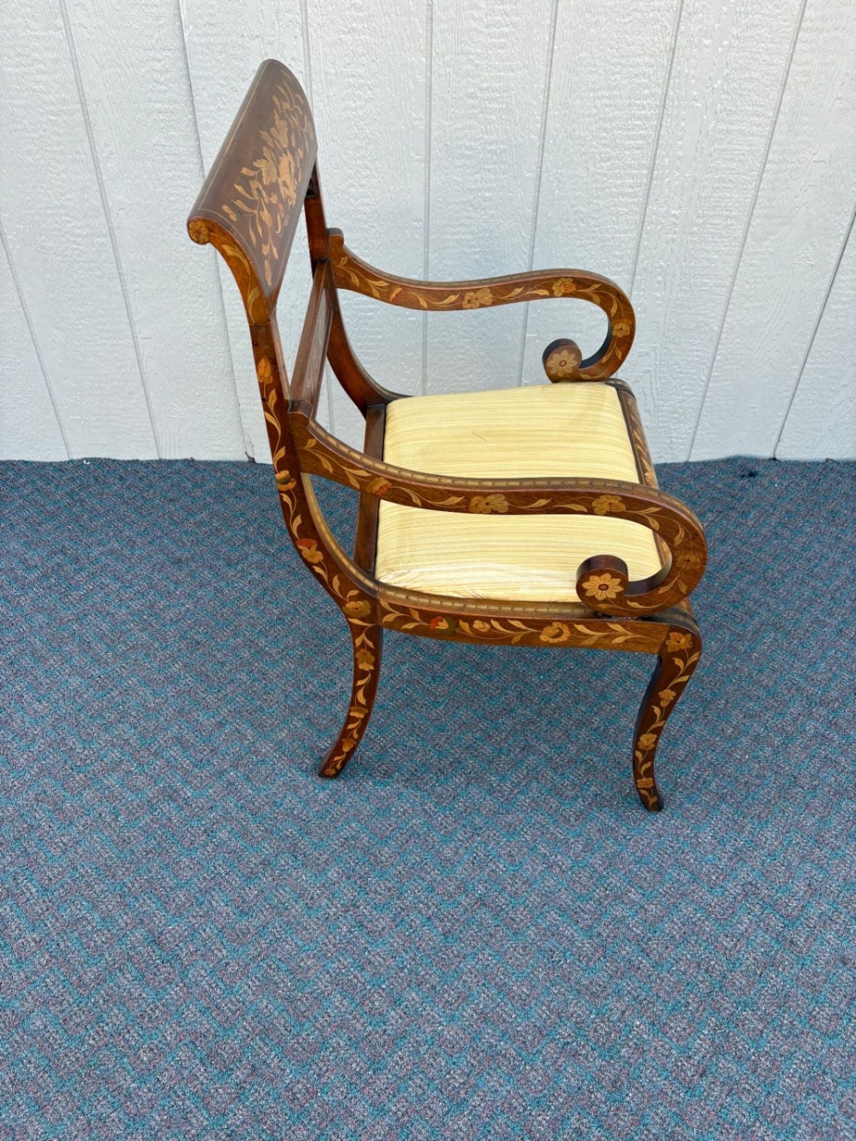 67609 Inlaid Empire Style Armchair with Floral Marquetry