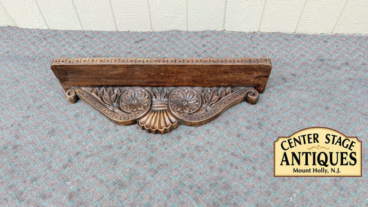 68071 Ornate Carved Oak Wall Shelf with Floral Design