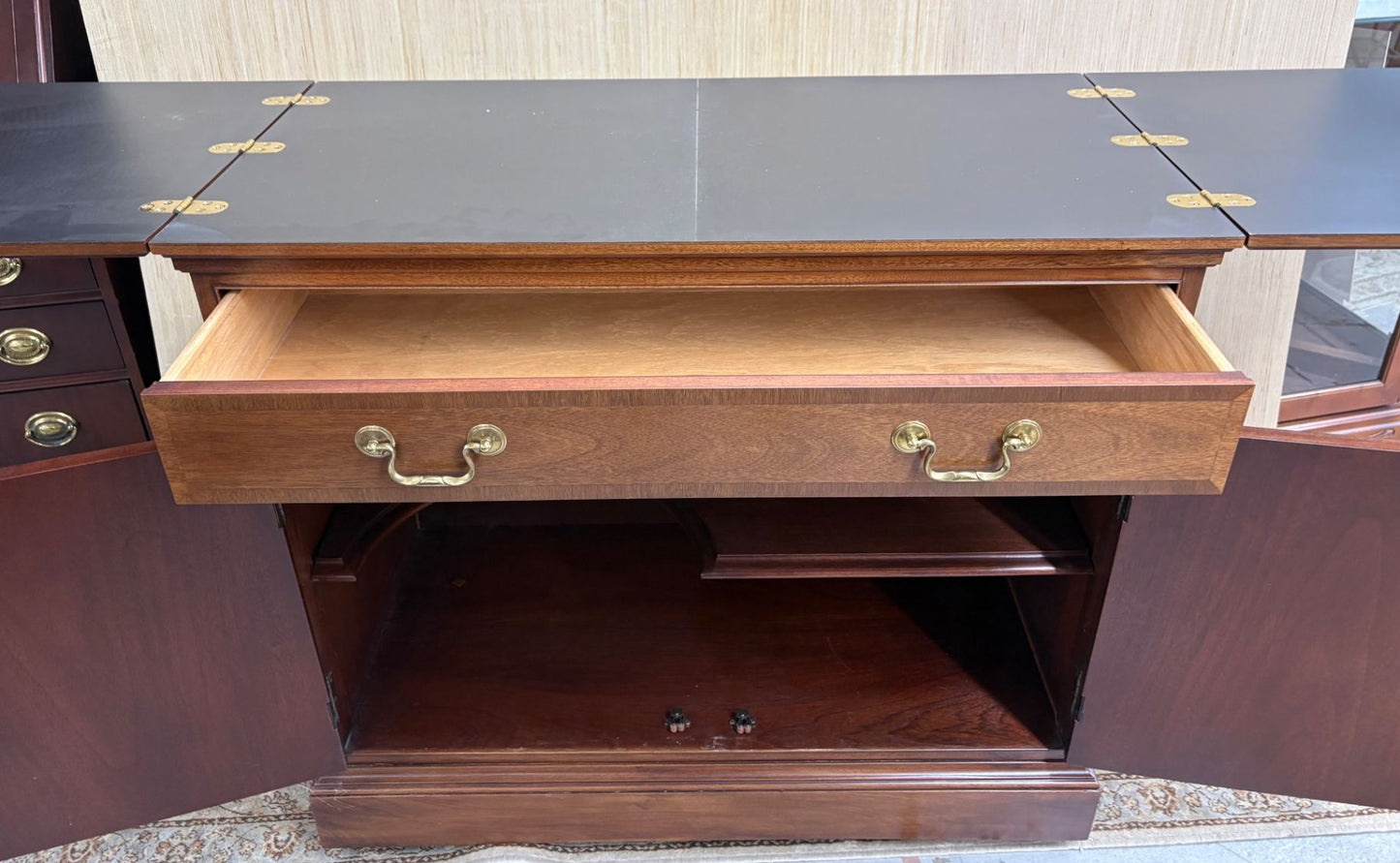 64128 Hickory chair Inlaid Bar Cart Server with Brass Hardware