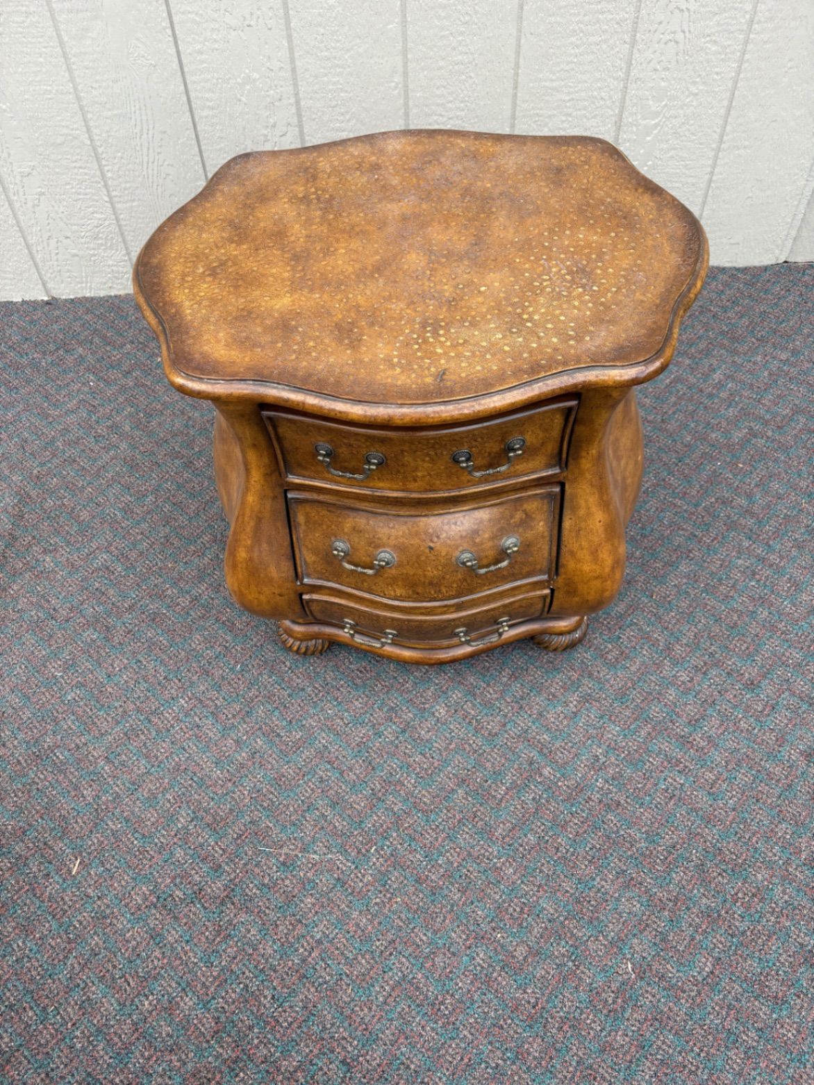 67583 Antique French Provincial Bombe Chest Nightstand