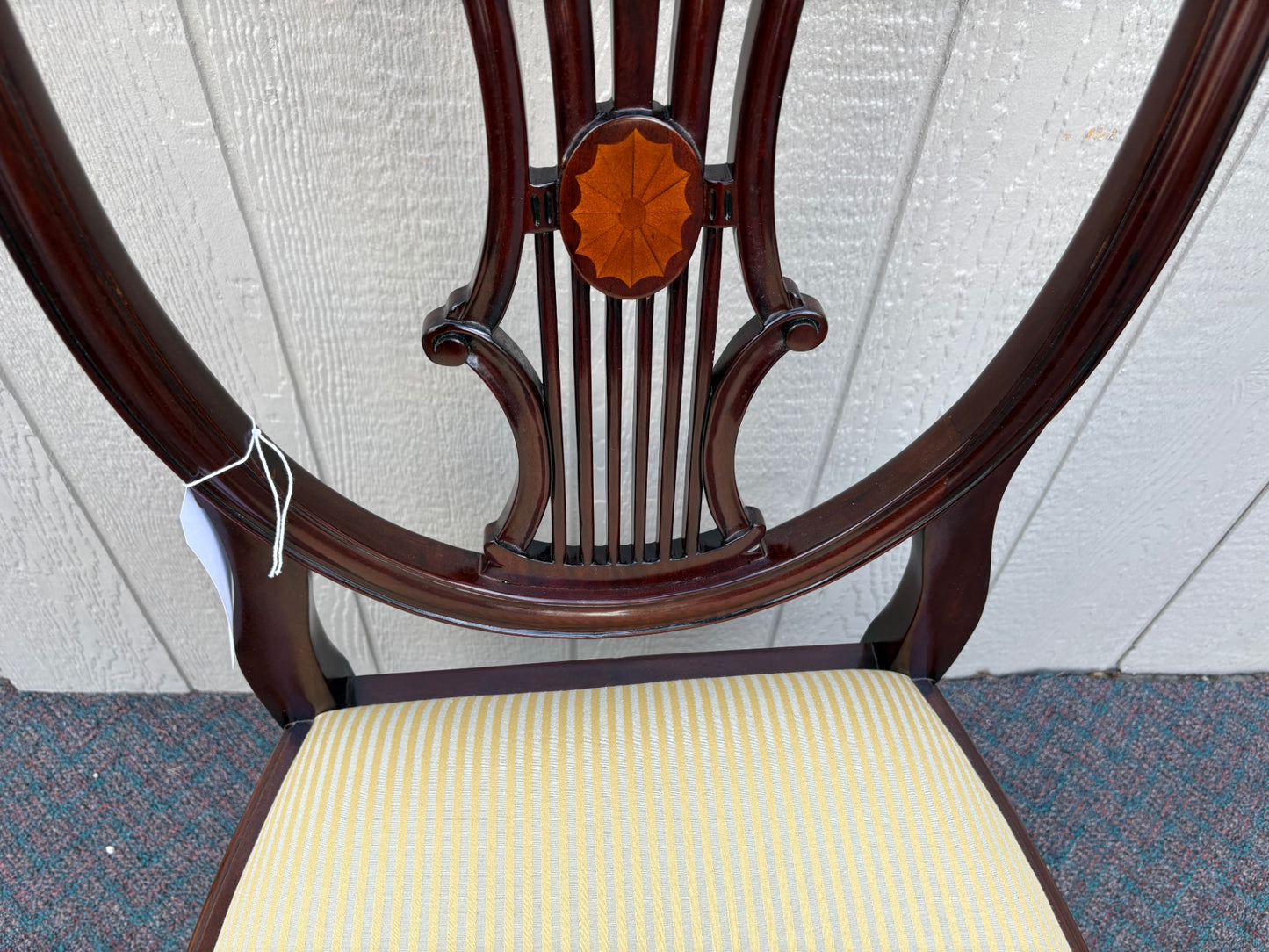 67638 Elegant Mahogany Inlaid Side Chair with Upholstered Seat