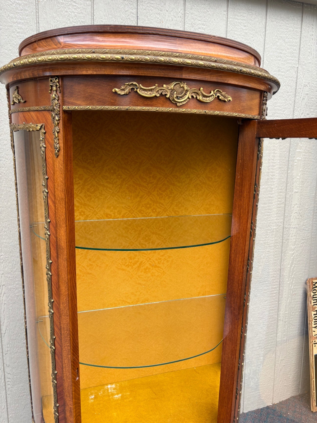 67813 Elegant Louis XV Style Curio Cabinet with Hand-Painted Panels