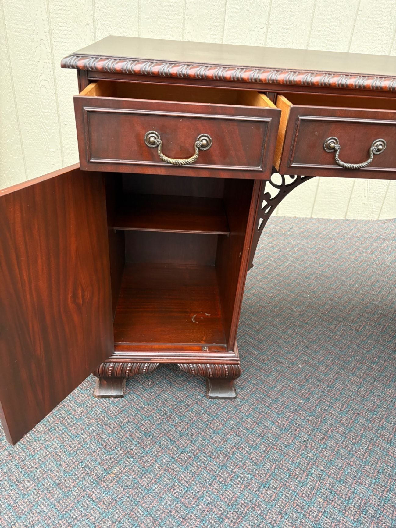 67544  Mahogany Chippendale Style Buffet Sideboard with Carved Details
