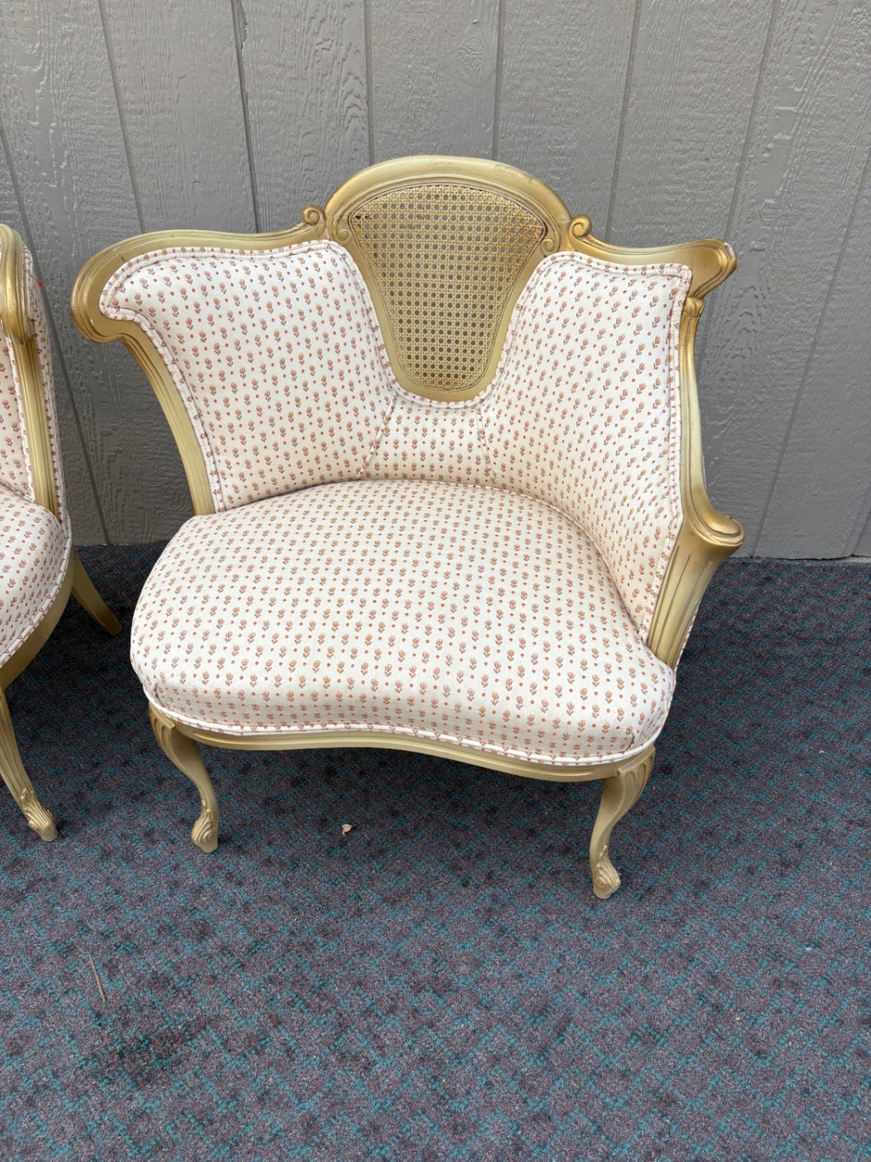 67983  Elegant Pair of Louis XV Style Cane Back Accent Chairs