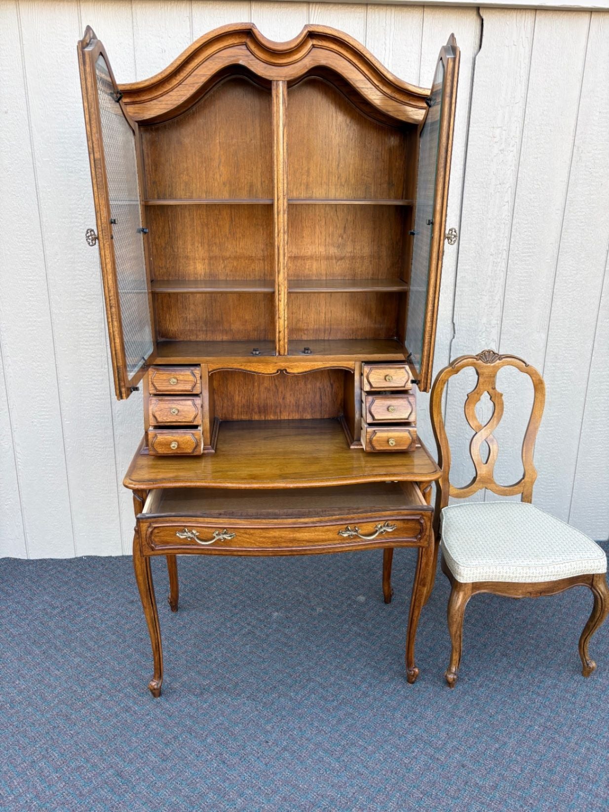 67607 Thomasville French Provincial Secretary Desk with Chair, Oak Finish