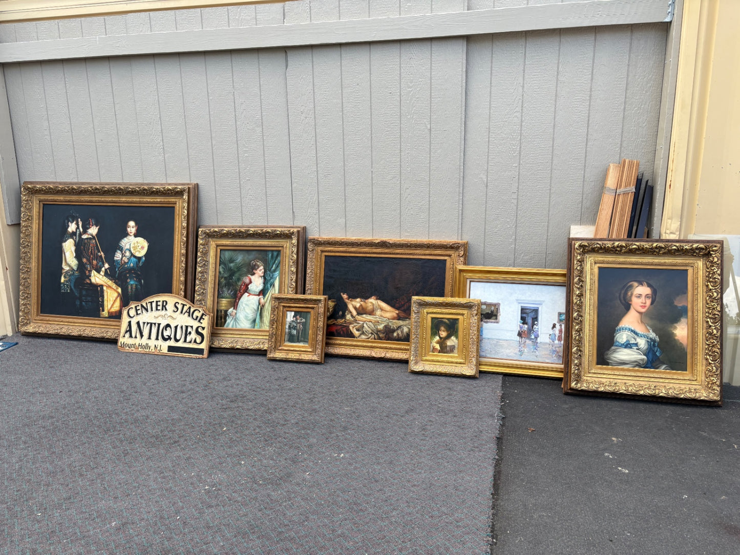 68037 Large Framed Oil Painting of Musicians in Ornate Gold Frame
