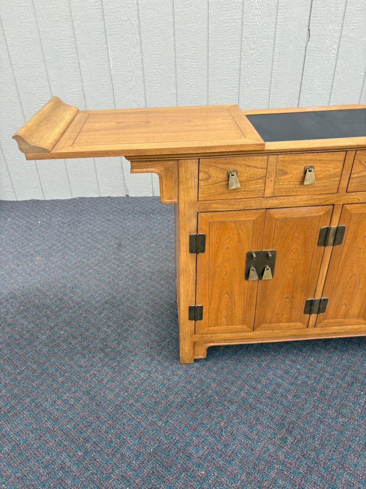 67587  Mid-Century Modern Bar Cart Server in Golden Oak