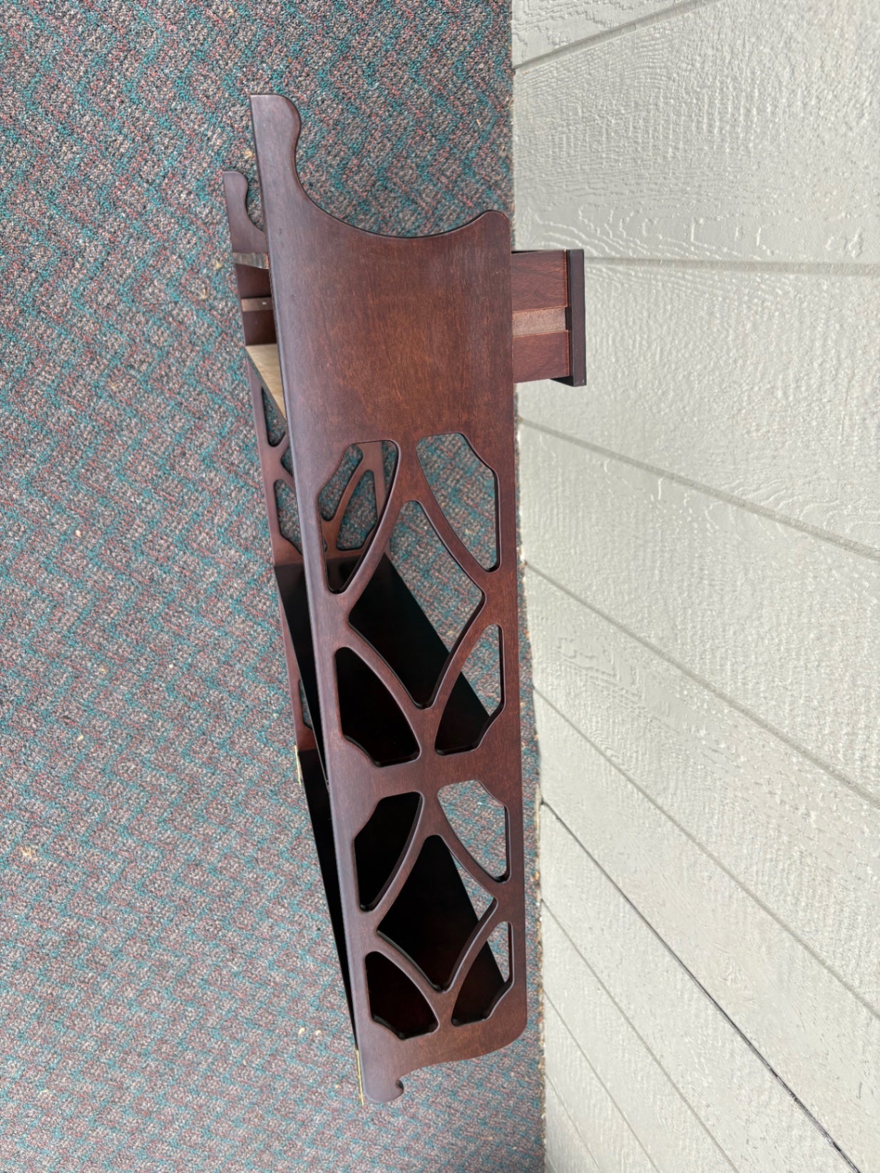 67719 Bombay Mahogany Wall Shelf with Drawer and Lattice Sides