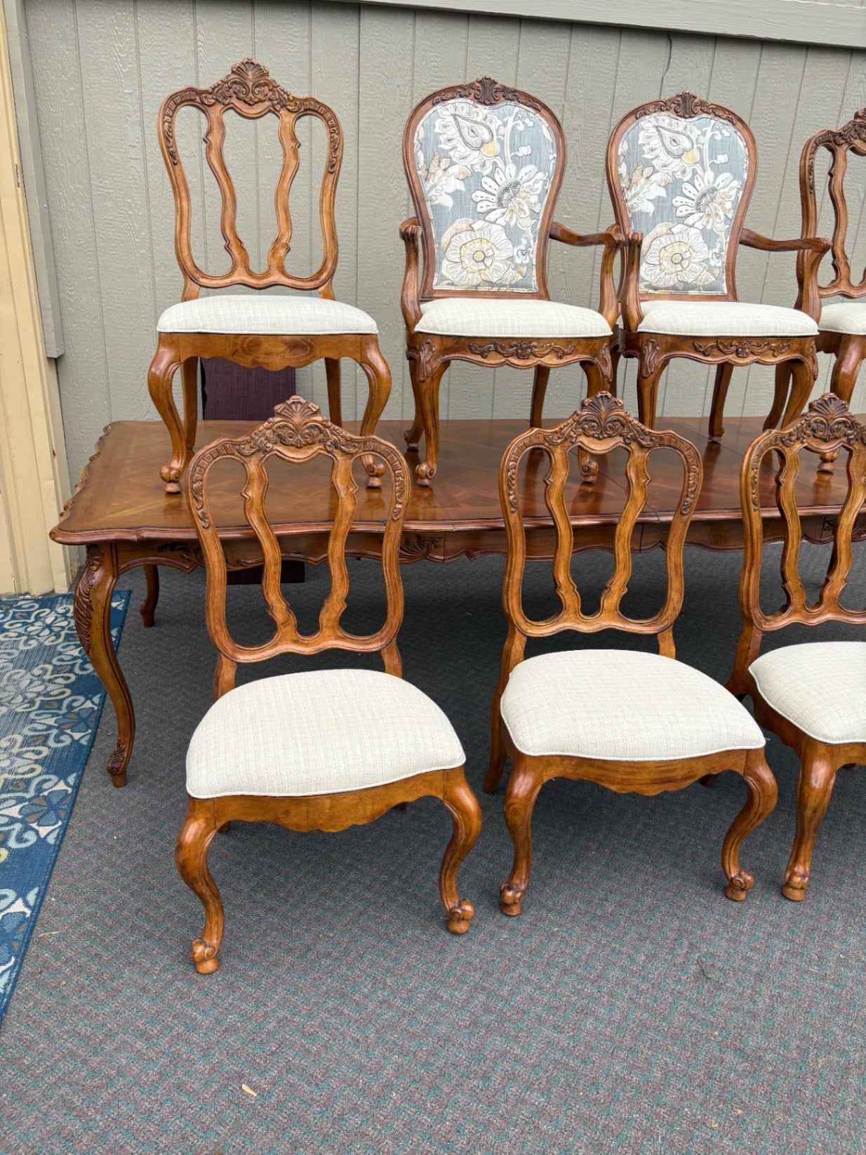 67798 Elegant Century Dining Table Set with 8 Chairs, French Provincial Style