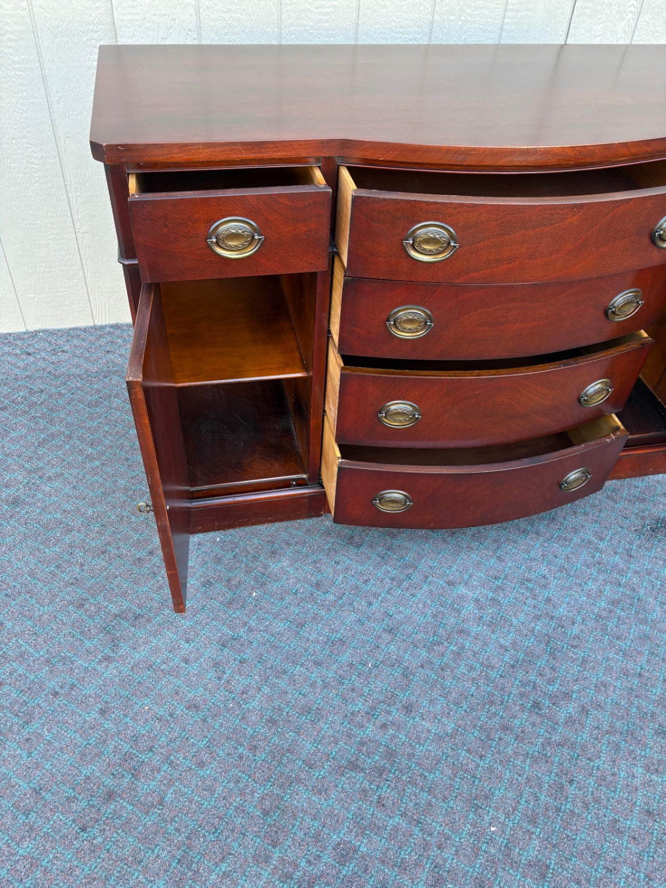 68072 Drexel Mahogany Bow Front Server with Brass Hardware
