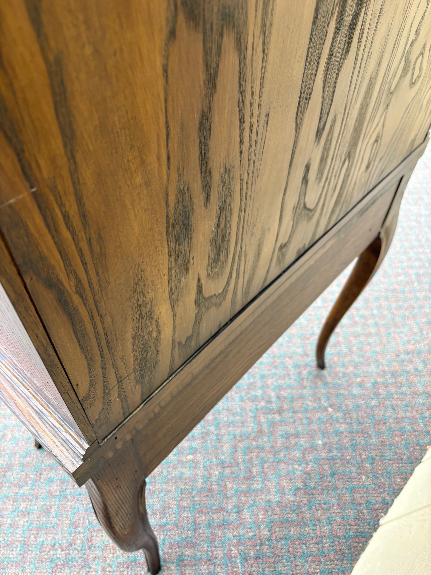67743 Baker French Provincial Secretary Desk with Hutch, Wood and Leather
