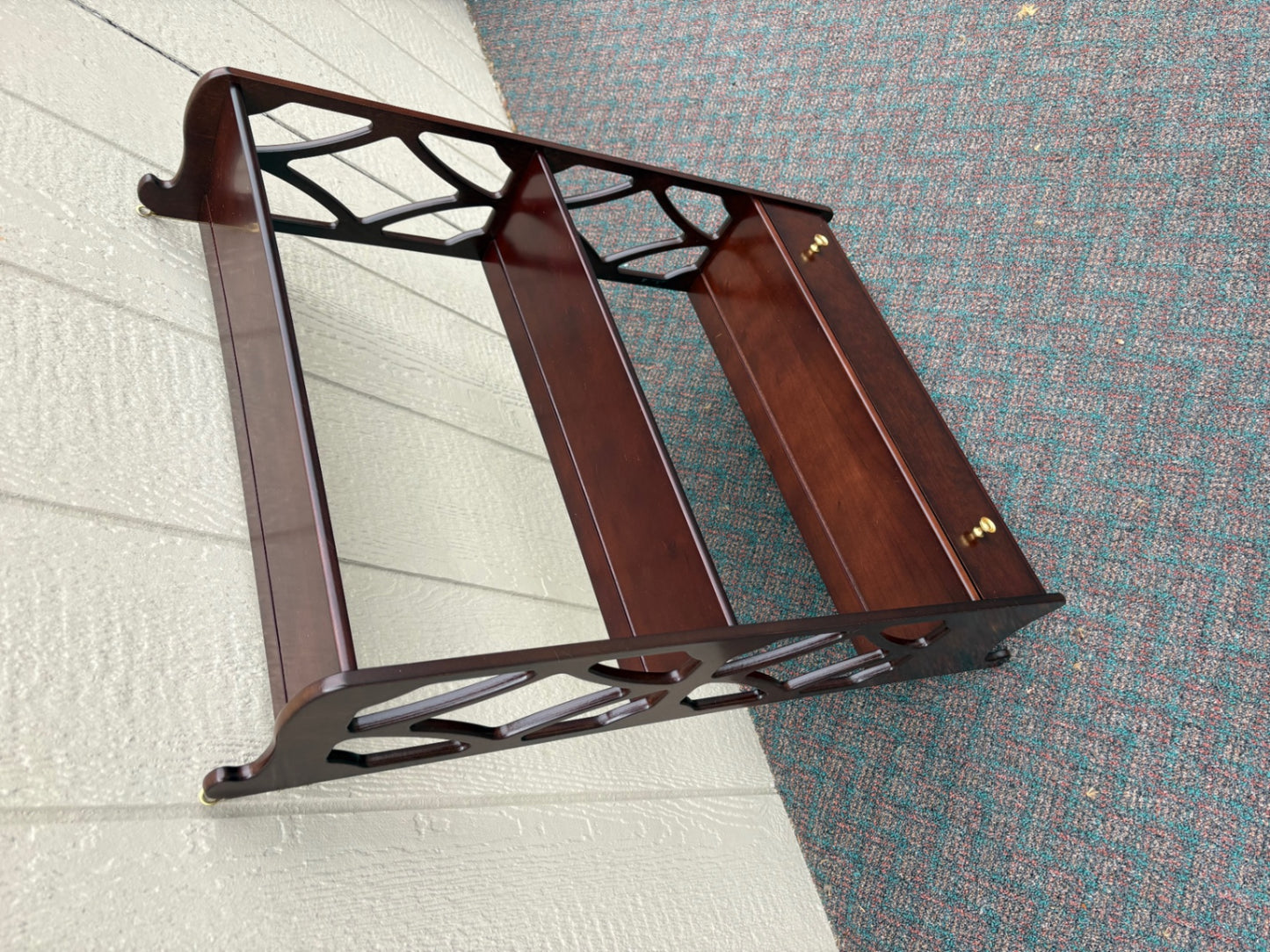 67719 Bombay Mahogany Wall Shelf with Drawer and Lattice Sides