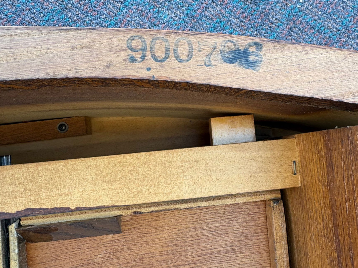 67435 Lexington Oak Kidney Desk with Brass Hardware