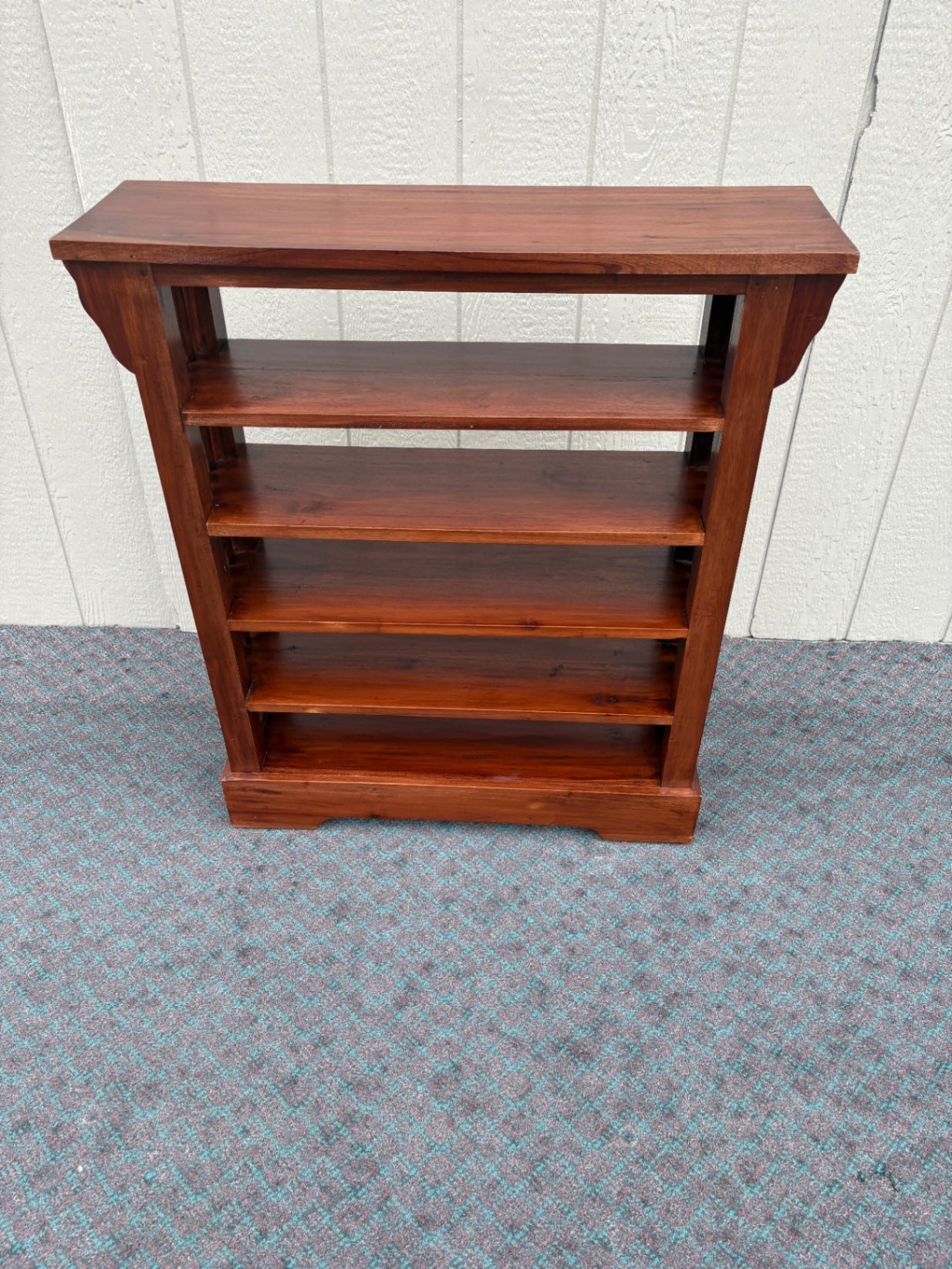 68101 Mission Style Mahogany Bookcase with Slatted Sides, 4 Shelves
