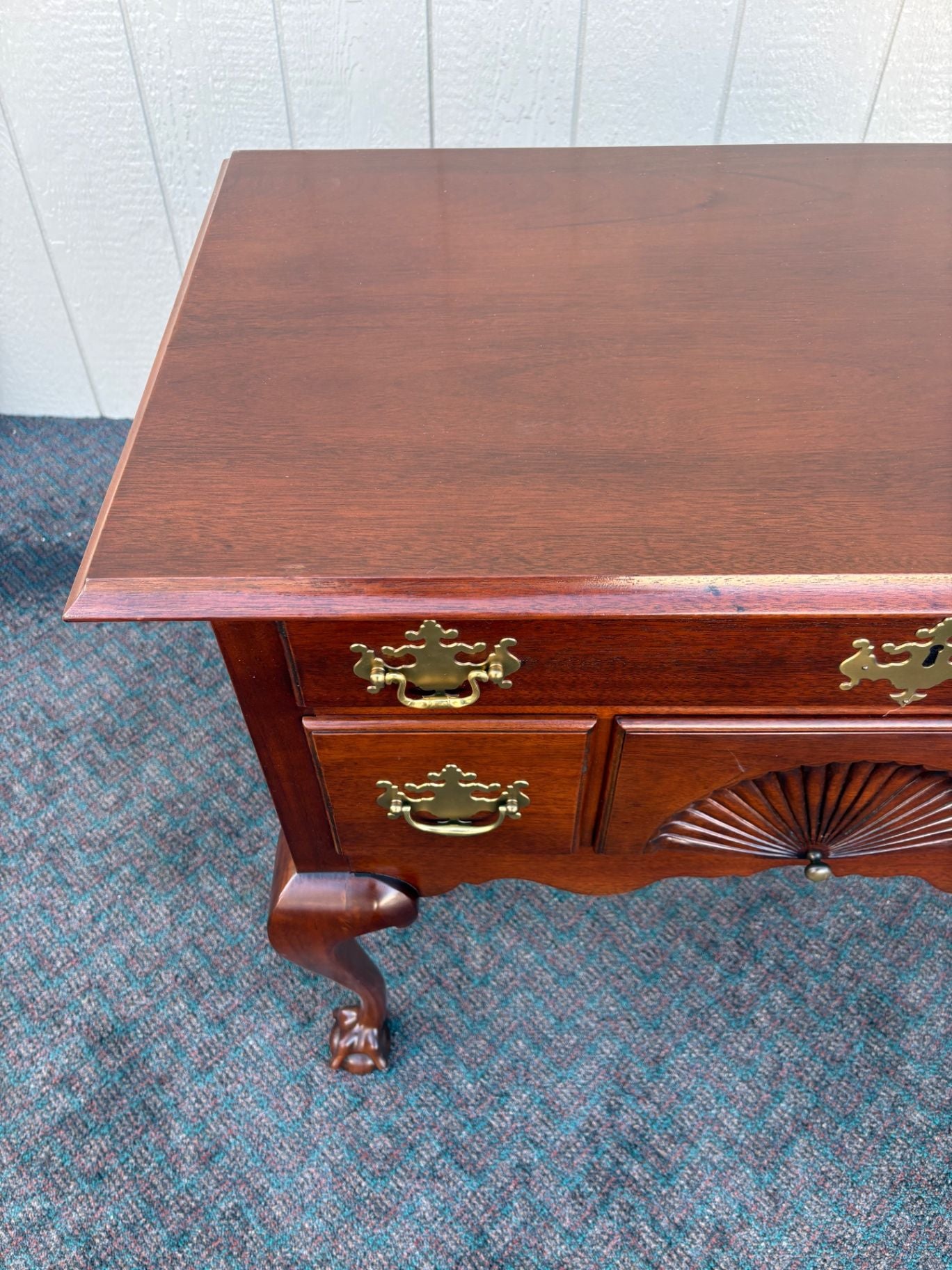 67437 Mahogany Lowboy with Shell Carving and Ball-and-Claw Feet