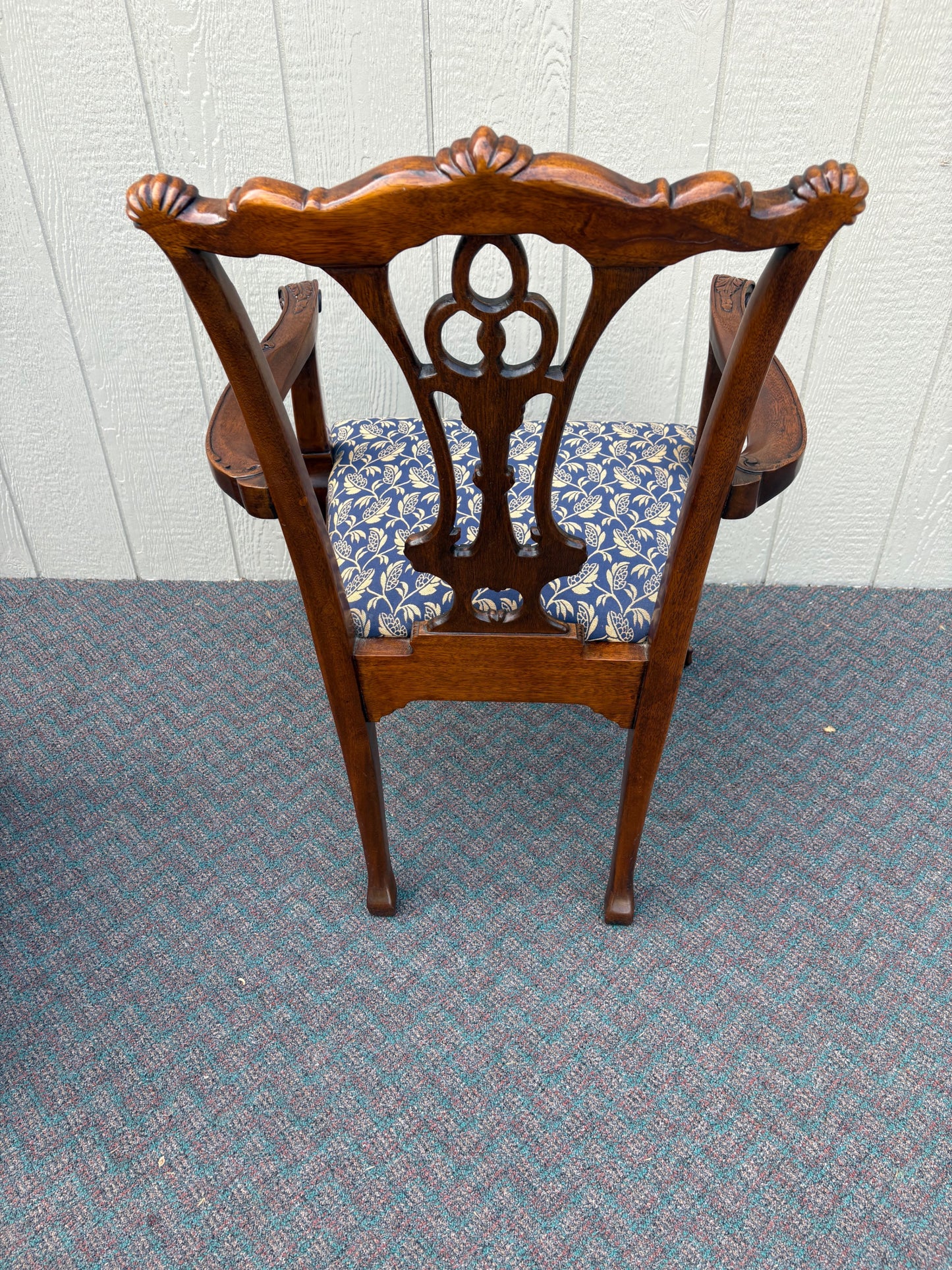 Set of 4 Chippendale Style Mahogany Dining Chairs with Upholstered Seats