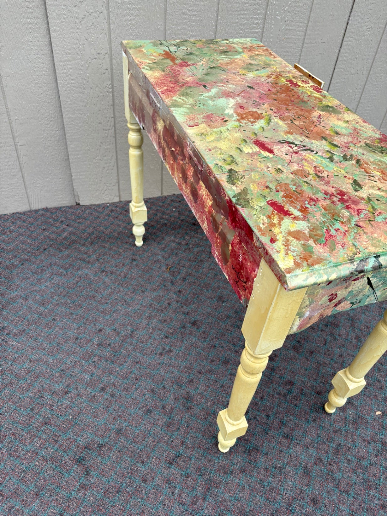 67986 Eclectic Painted Console Table with Turned Legs and Drawers