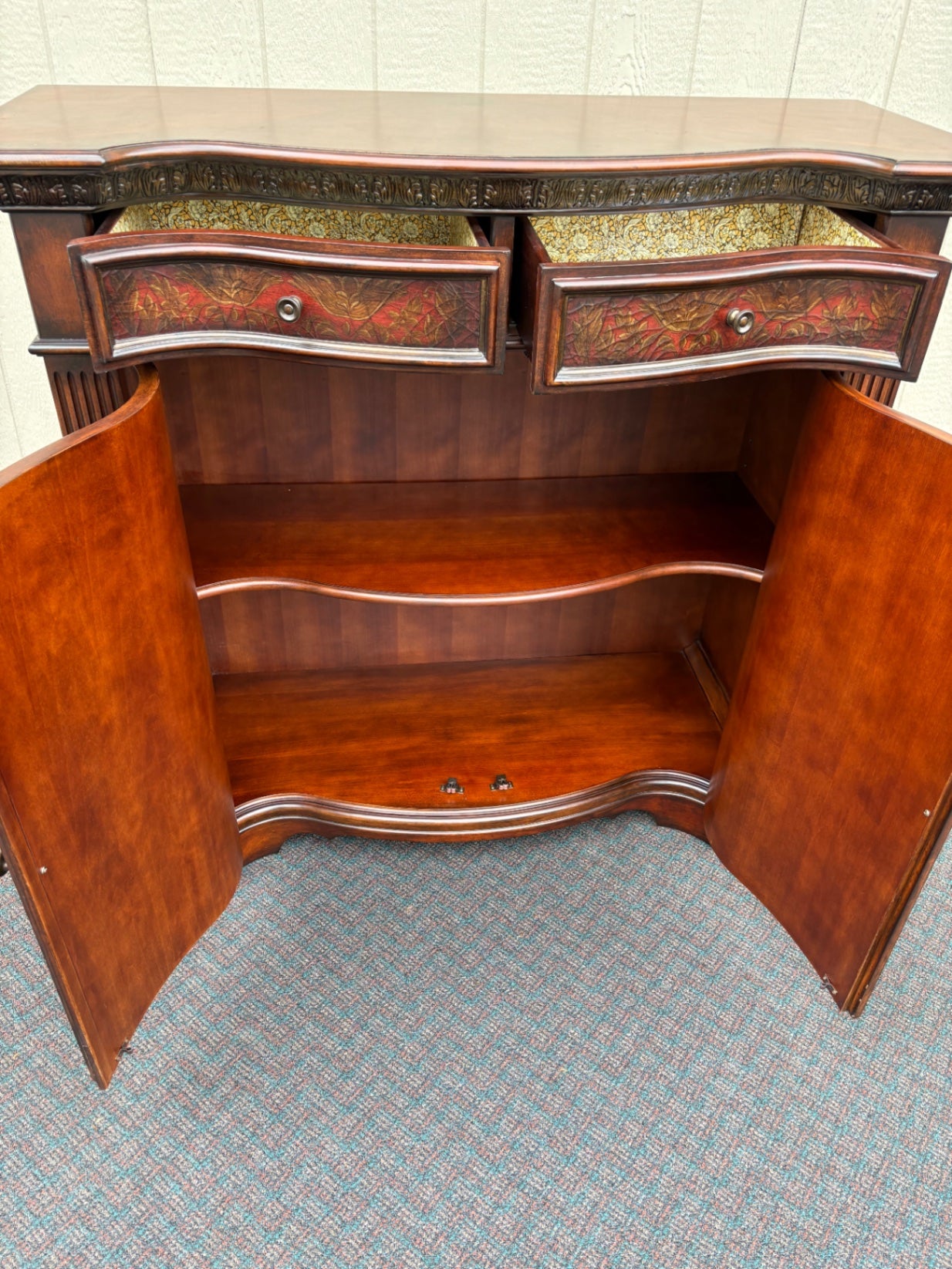 67704 Elegant Traditional Wood Storage Cabinet with Decorative Panels