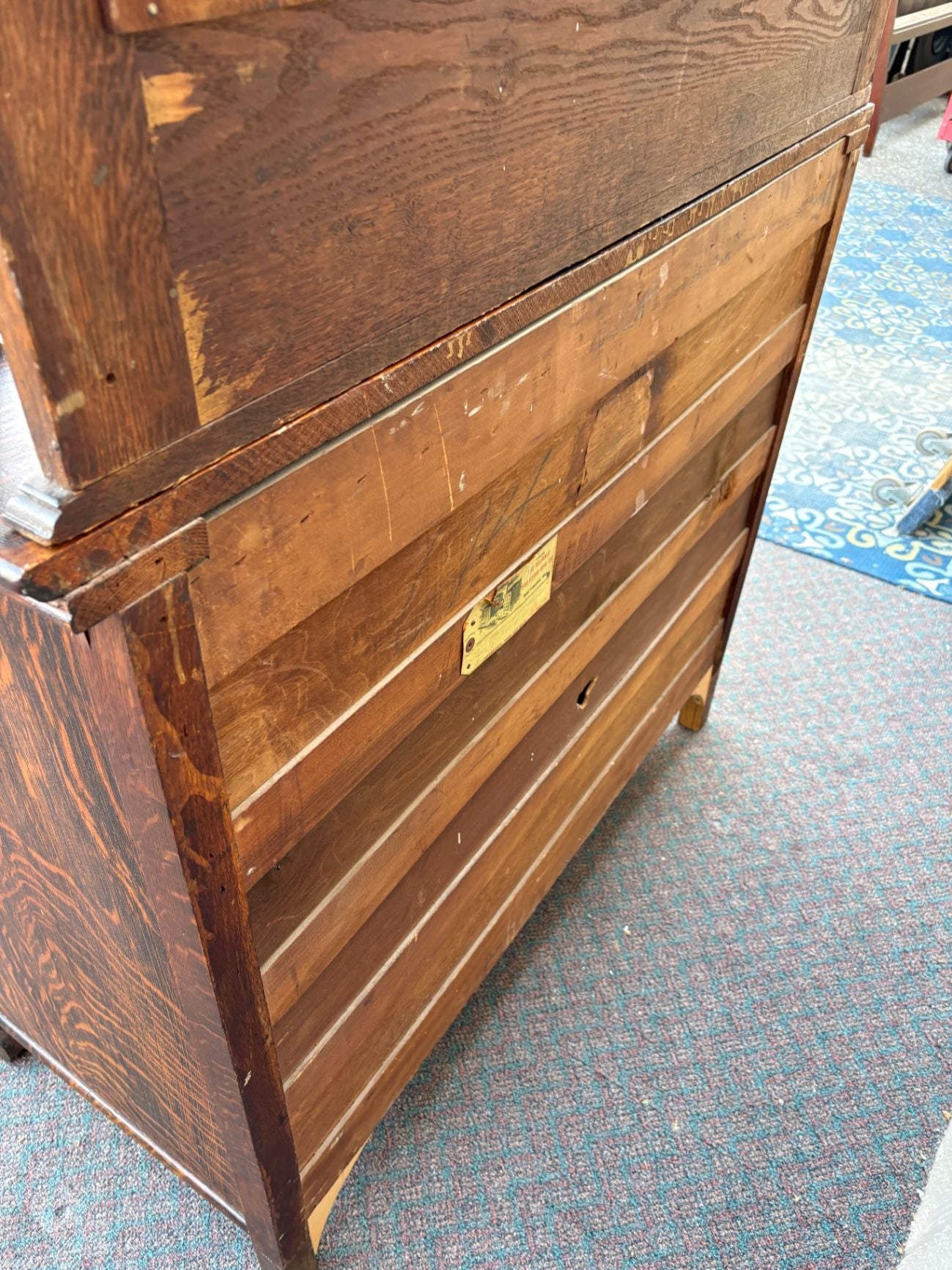 67417 Victorian Tiger Oak Sideboard with Figural Carvings and Mirror