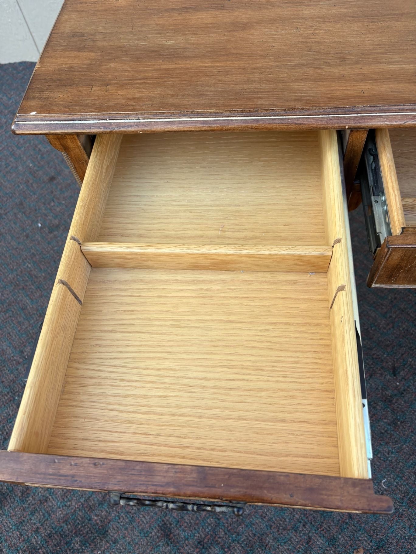 67389 Vintage Mahogany Writing Desk with Claw Feet and Brass Handles