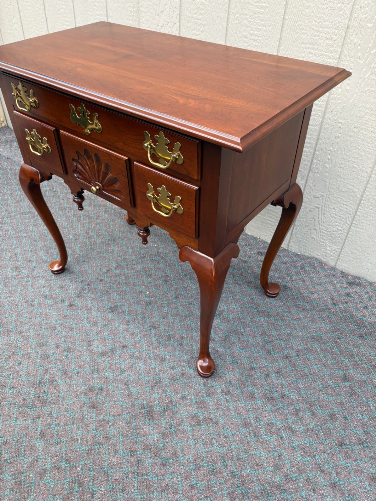 68096 Councill Queen Anne Style Mahogany Lowboy with Brass Hardware