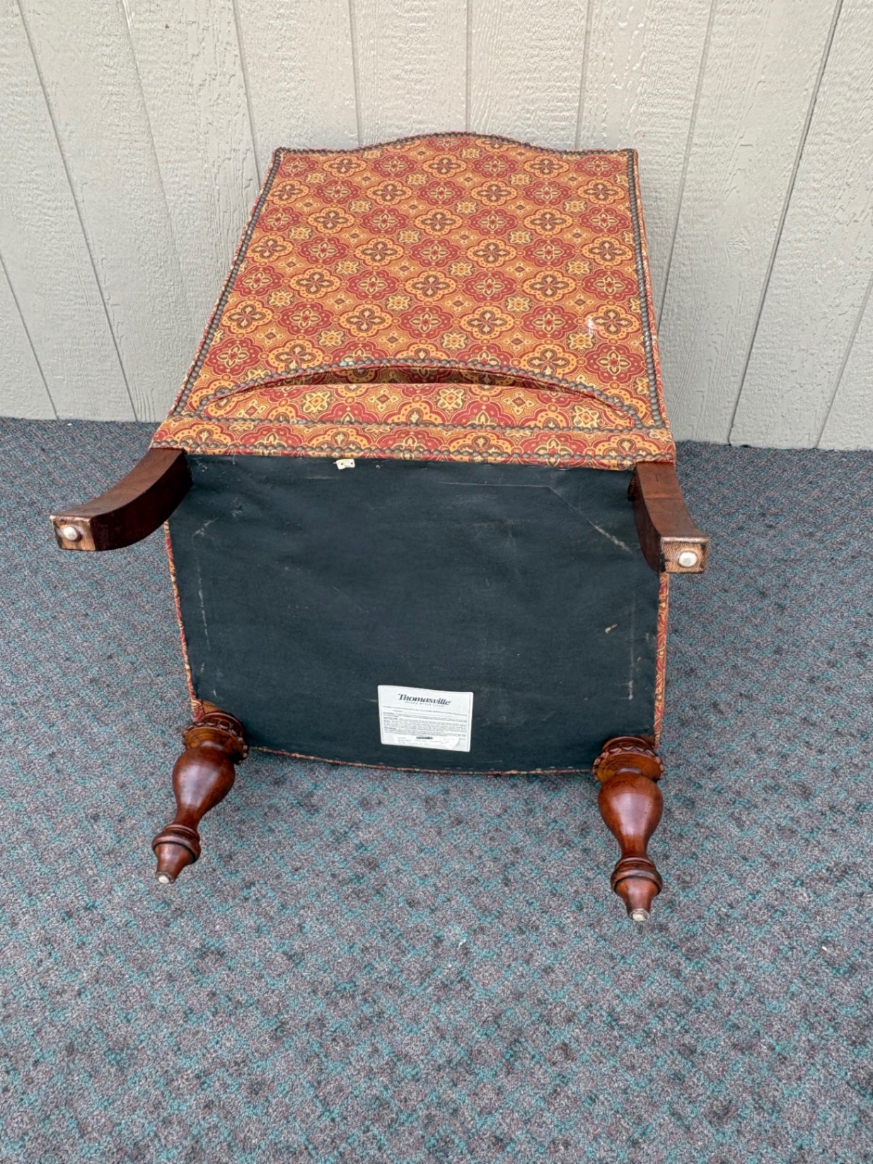 67940 Thomasville Traditional Wingback Armchair with Ornate Fabric Upholstery