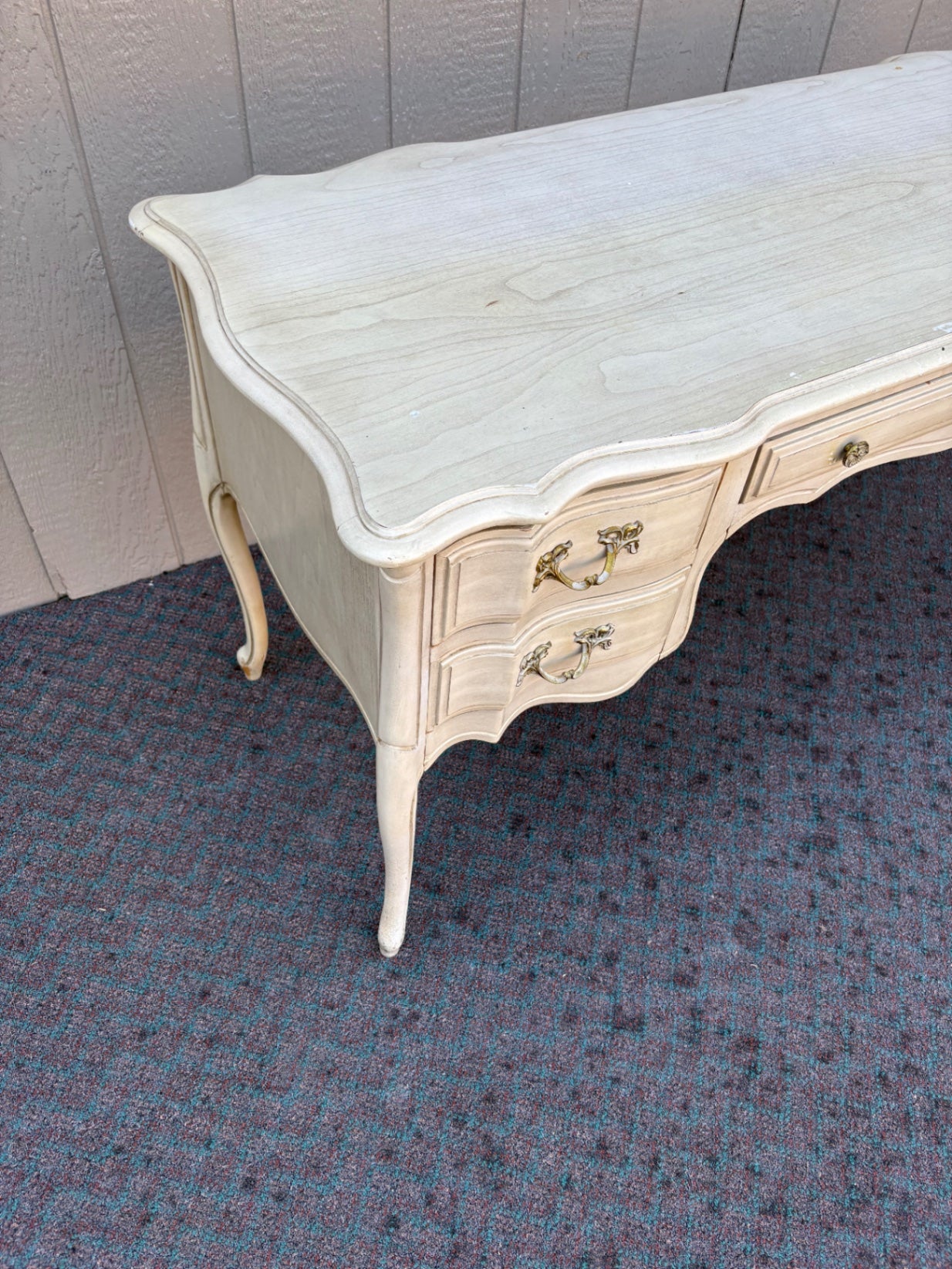 67950 French Provincial Style Vanity Desk in Distressed Cream Finish