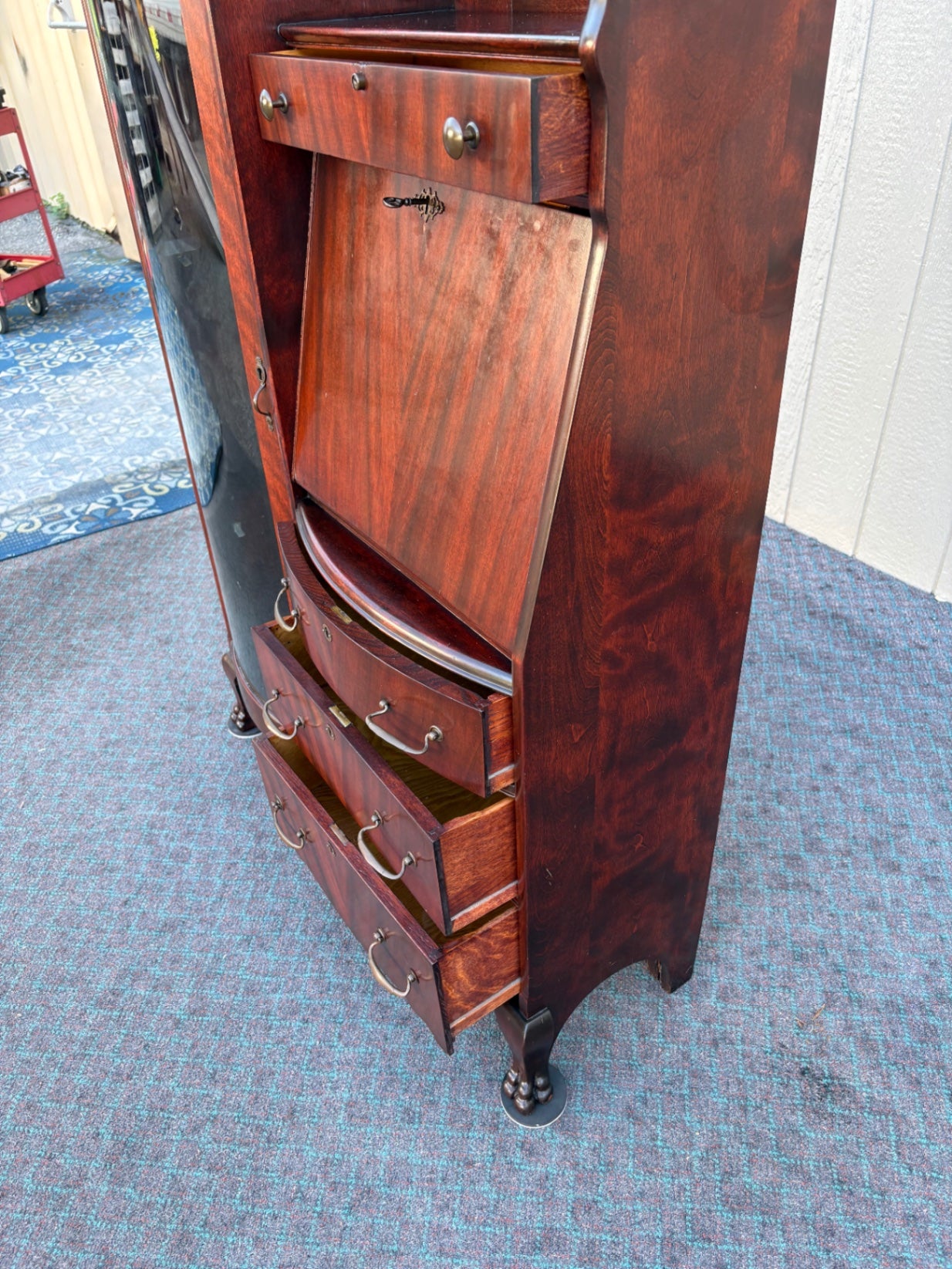 68054 Victorian Mahogany Side-by-Side Secretary with Glass Door