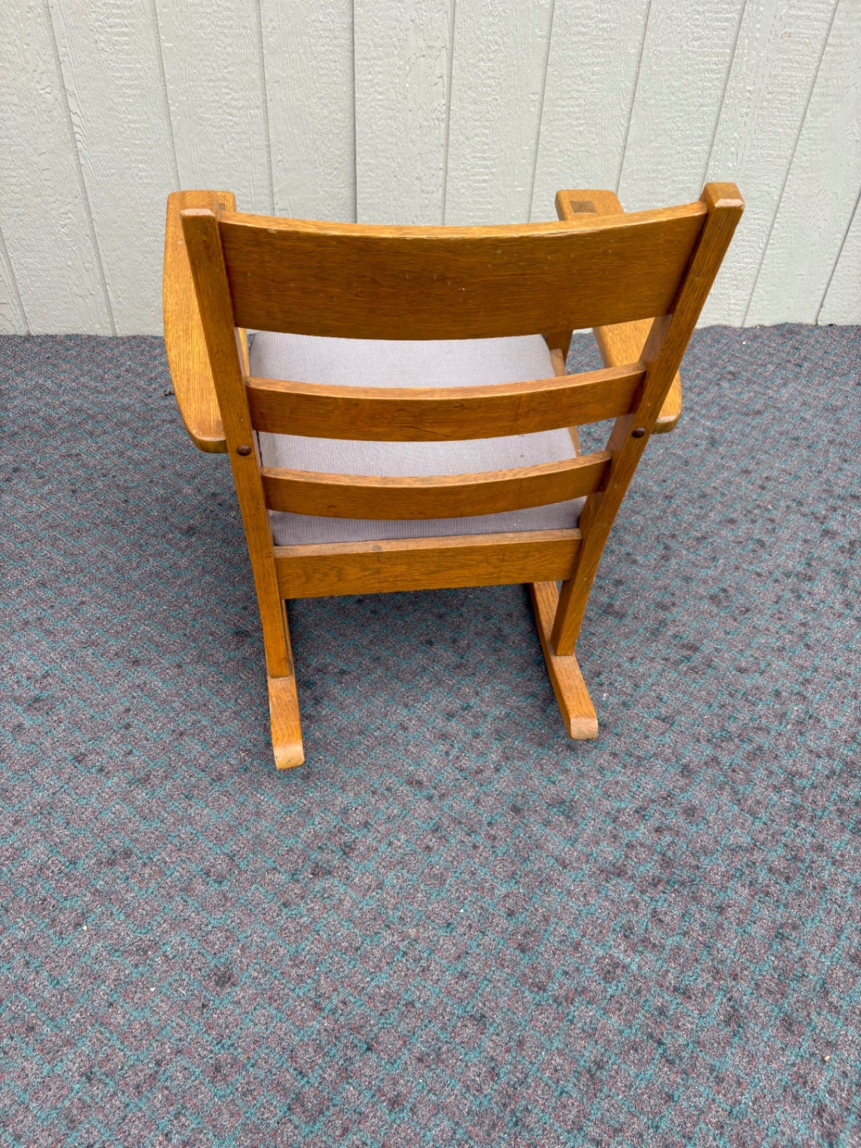 Mission Style Oak Rocking Chair with Upholstered Seat